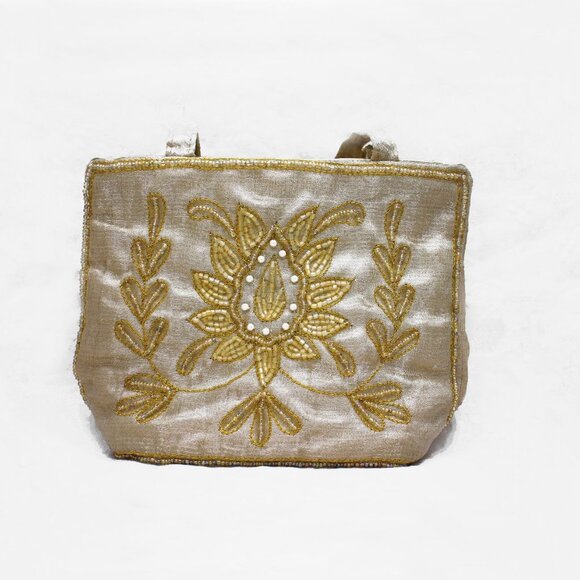 Small Vintage Beaded Bag, Wrist Strap, Zipper Closure - Picture 1 of 3